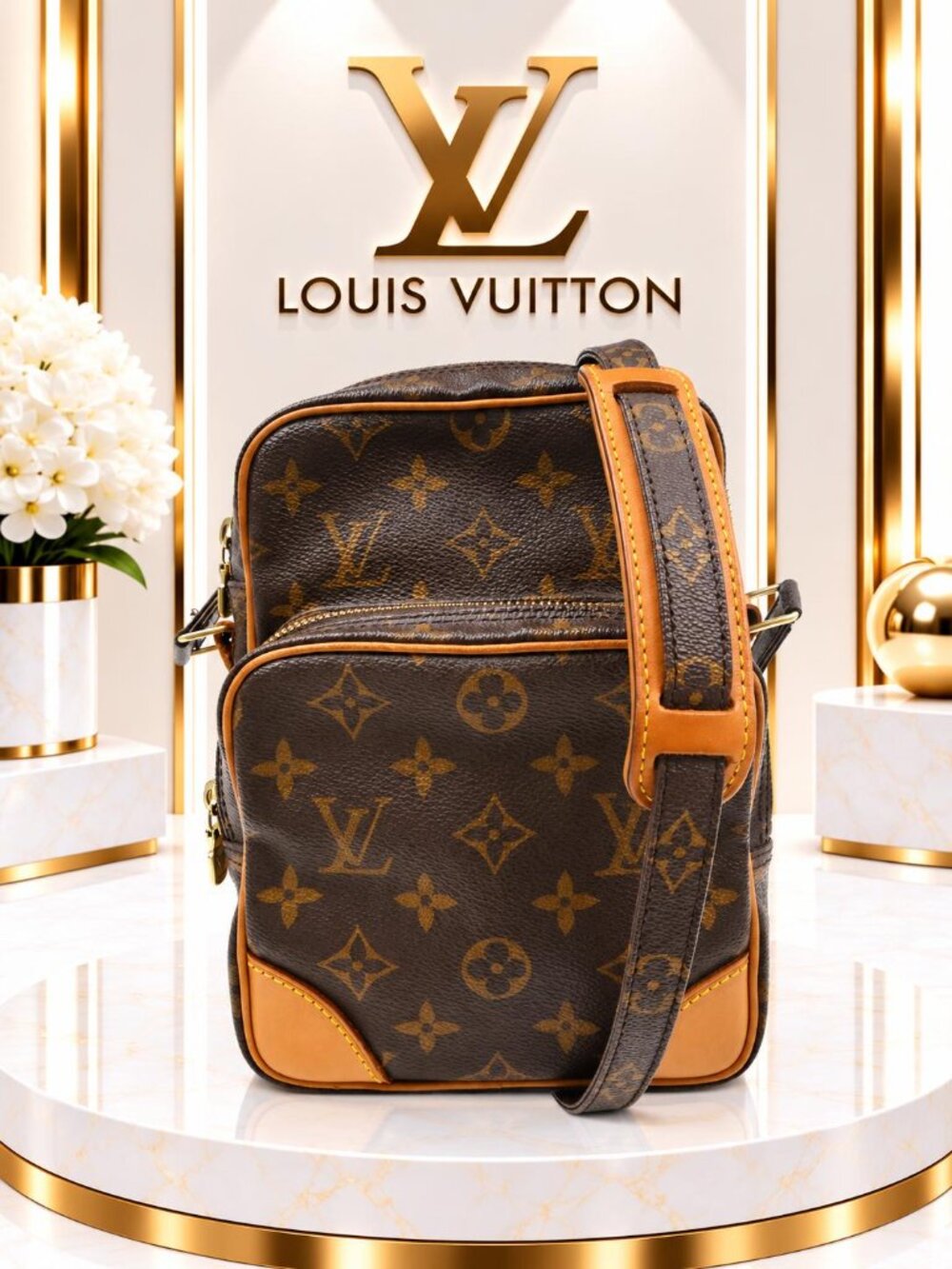 Authentic Louis Vuitton Amazon Monogram Canvas Crossbody Shoulder Bag Vintage LV